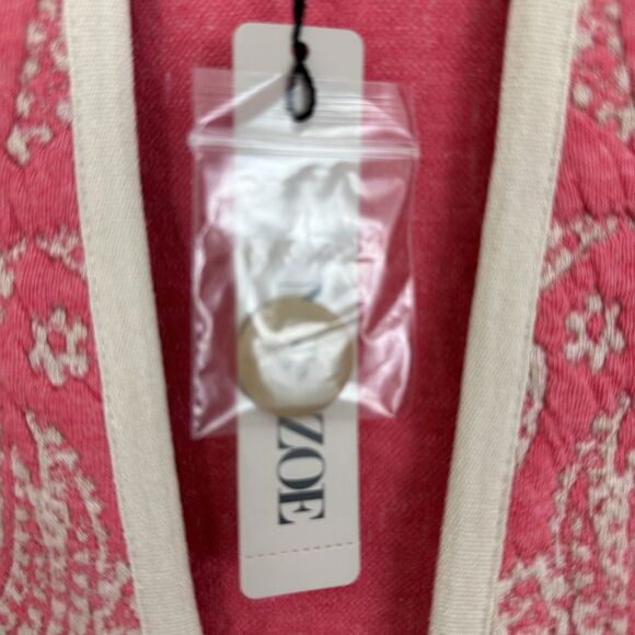 Nic Zoe Jet Set Quilted Cardigan Jacket Sz Medium Pink Cotton Blend Stretch - Picture 8 of 11